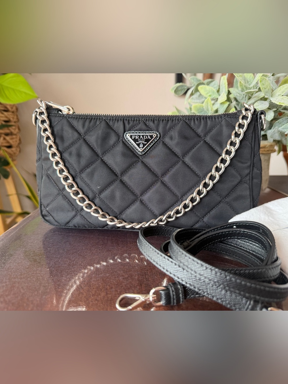 Prada 1BH026 Black Quilted Nylon Mini Shoulder Bag. - Picture 2 of 15